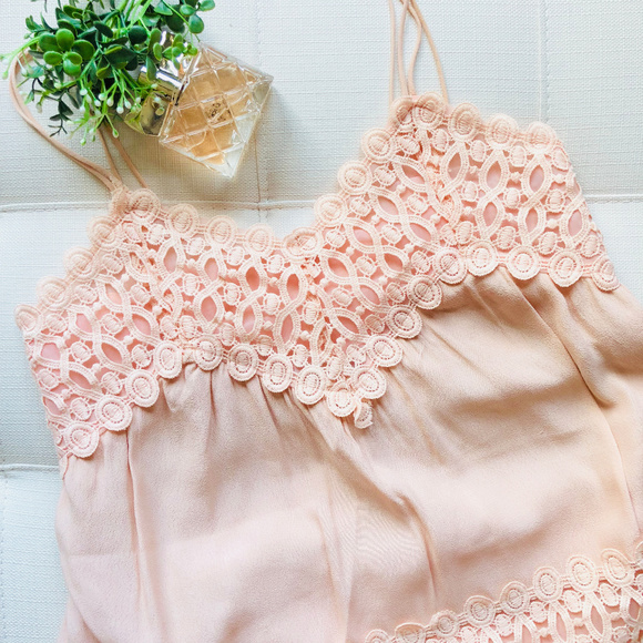 J.O.A. Tops - J.O.A. Blush Crochet Cami Tank